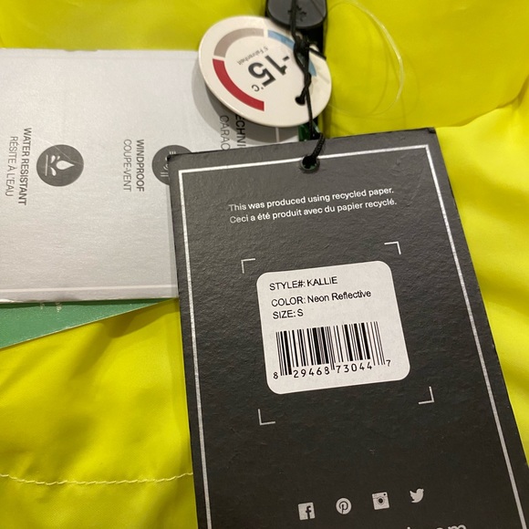 Noize KALLIE Mid Length Puffer Vegan Neon Reflective Size Small NWT - Picture 5 of 9